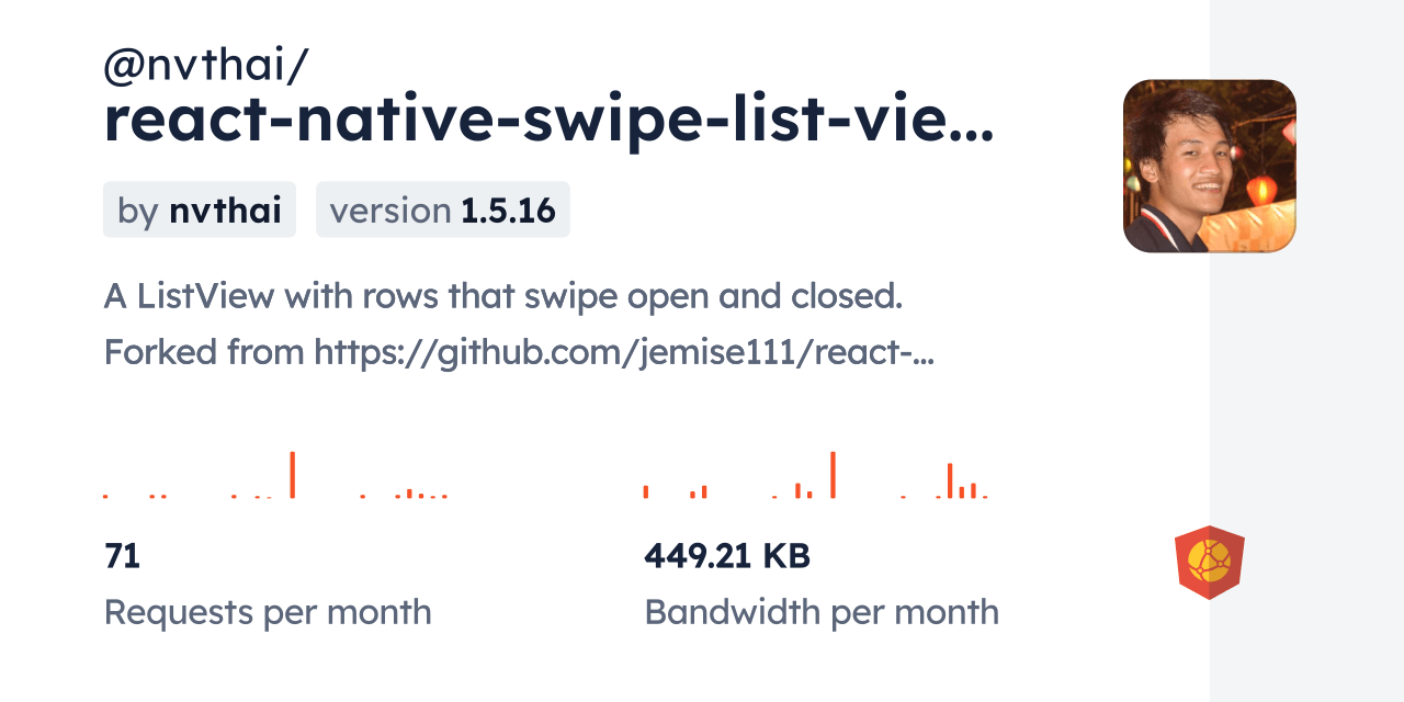 nvthai/reactnativeswipelistview CDN by jsDelivr A CDN for npm and GitHub