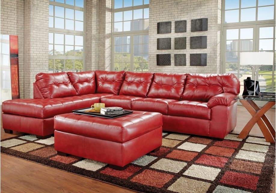 10 The Best Red Leather Sectionals with Ottoman