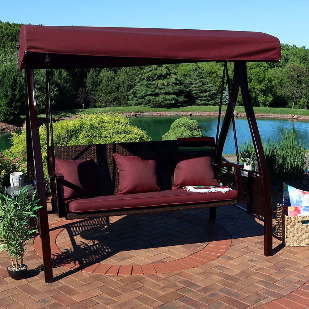 2021 Popular Outdoor Wicker Plastic Half Moon Leaf Shape Porch Swings
