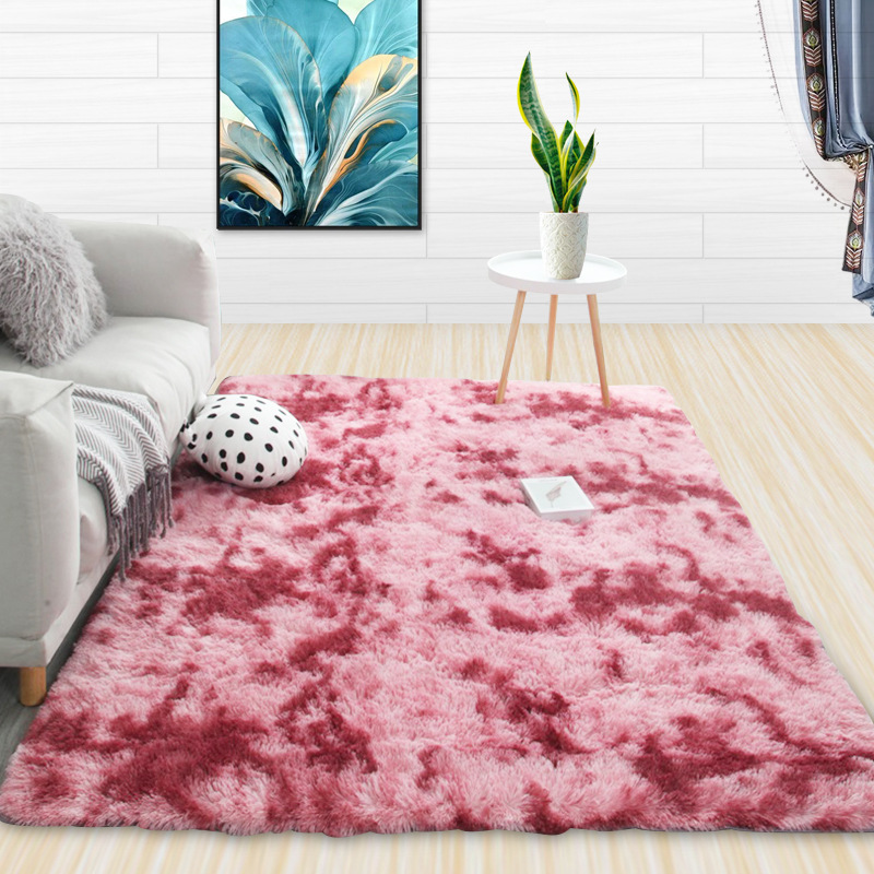 Modern tiedye carpet long wool Nordic style rectangular bedroom