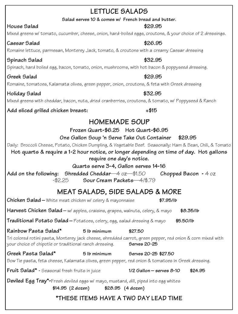 Jubelt's Catering and Bakery Menu