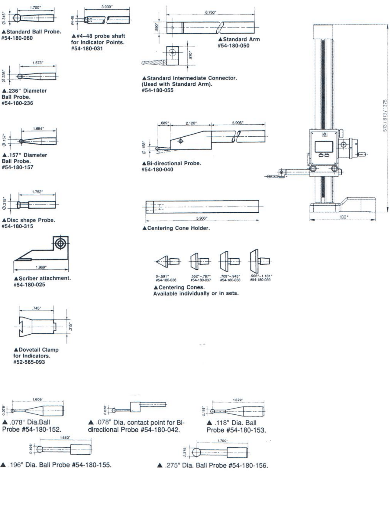 541800500 Fowler Trimos Height Gage Probes for Mini Vertical