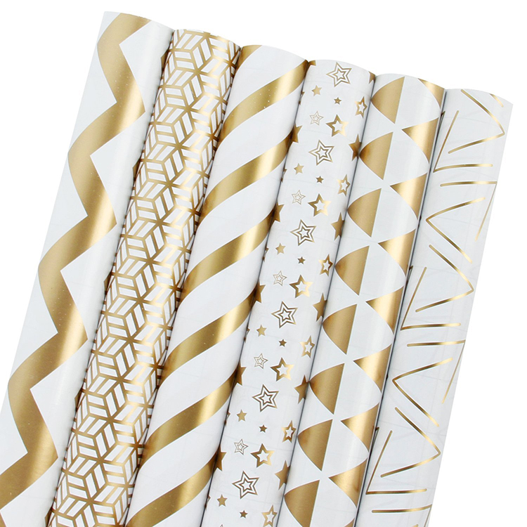 100gsm art paper with golden foil logo for gift wrapping China JD