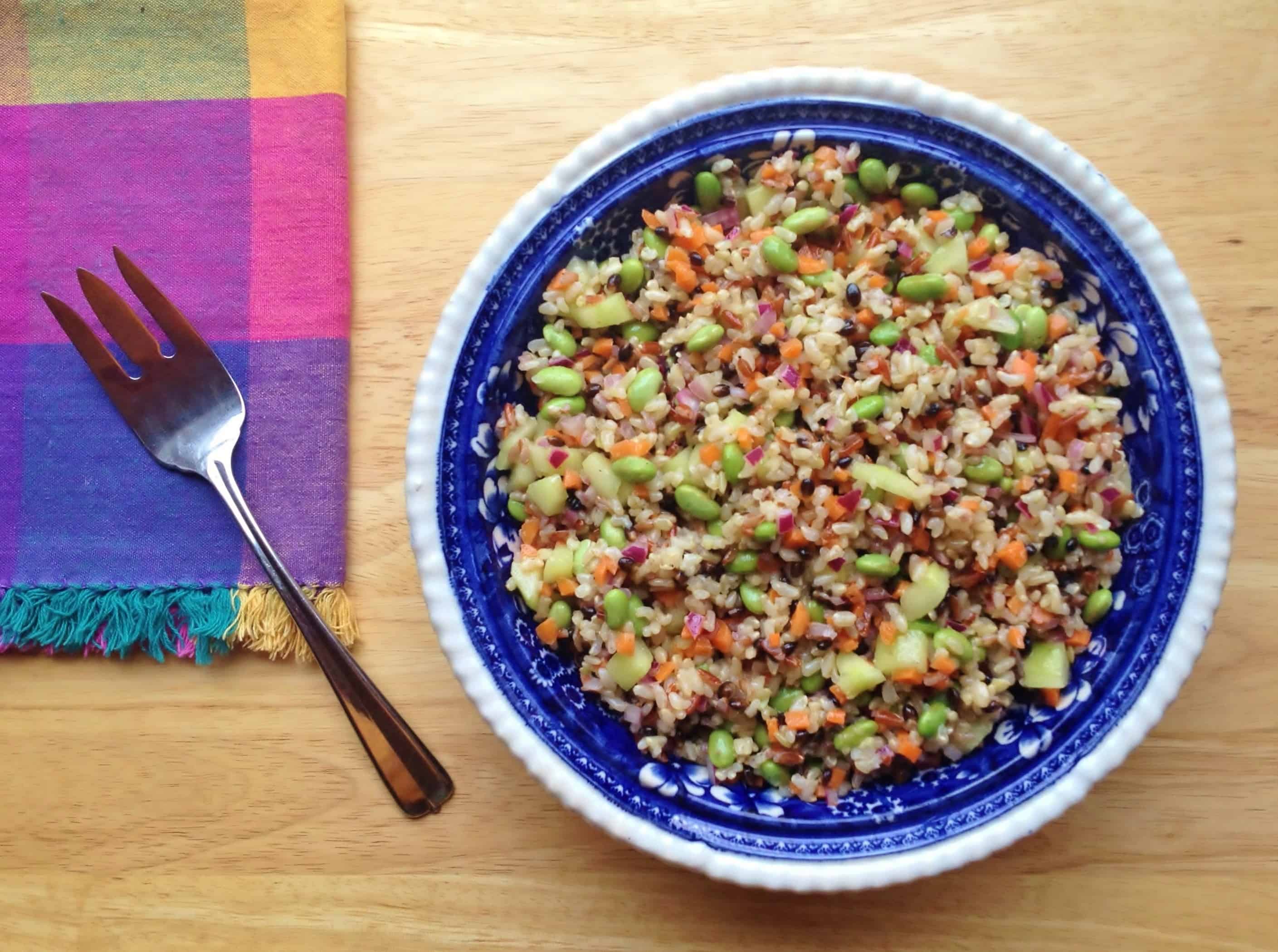 Brown Rice and Edamame Salad with Lime Vinaigrette Juggling with Julia