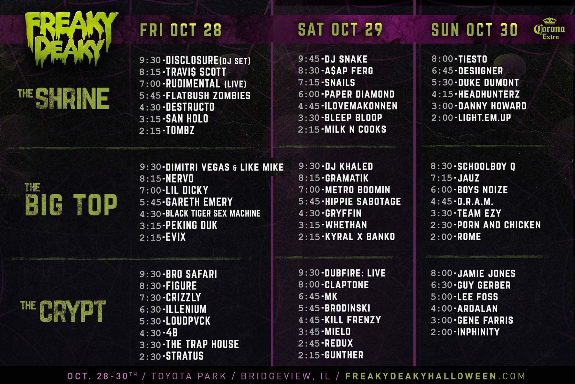 freaky deaky festival 2023 dates FREAKY DEAKY SET TIMES Jugrnaut Can't Stop Won't Stop Chicago