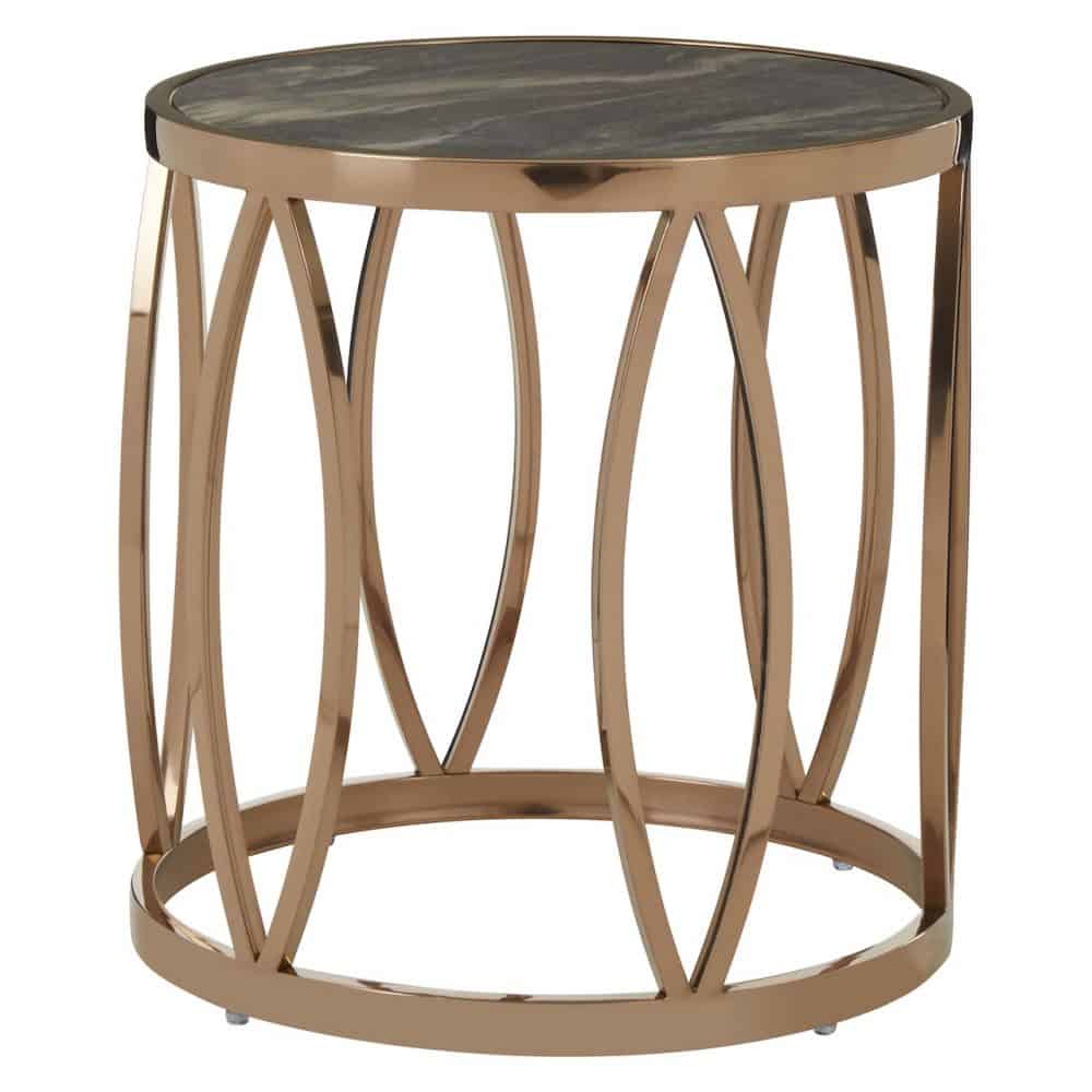 Maya Rose Gold Leaf Side Table Julian Joseph