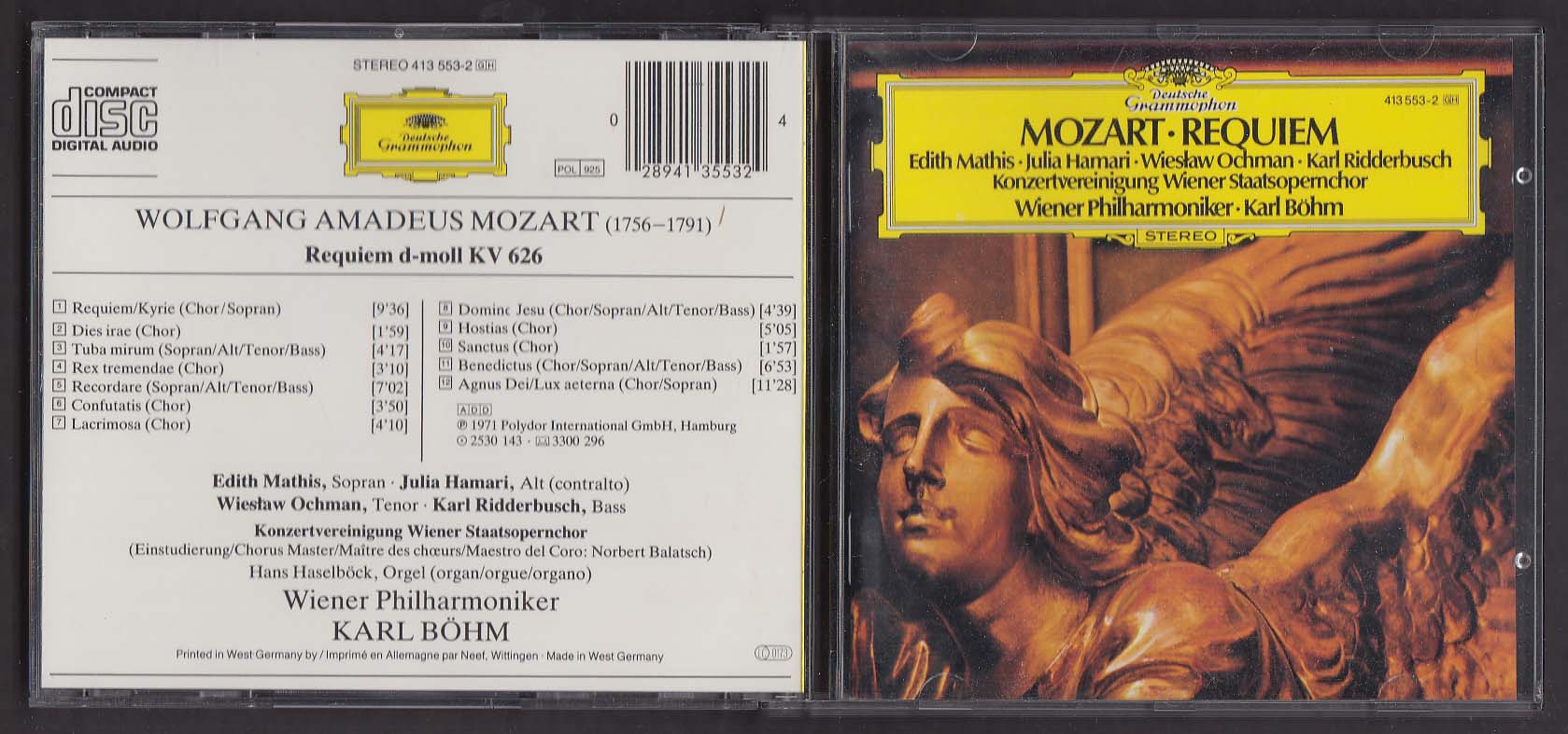 Mozart Requiem Wiener Philharmoniker Bohm Deutsche Grammophon CD 1983
