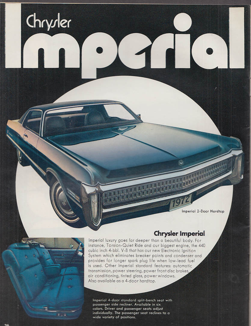 1972 Chrysler & Plymouth brochure Cuda Road Runner Fury New Yorker Imperial