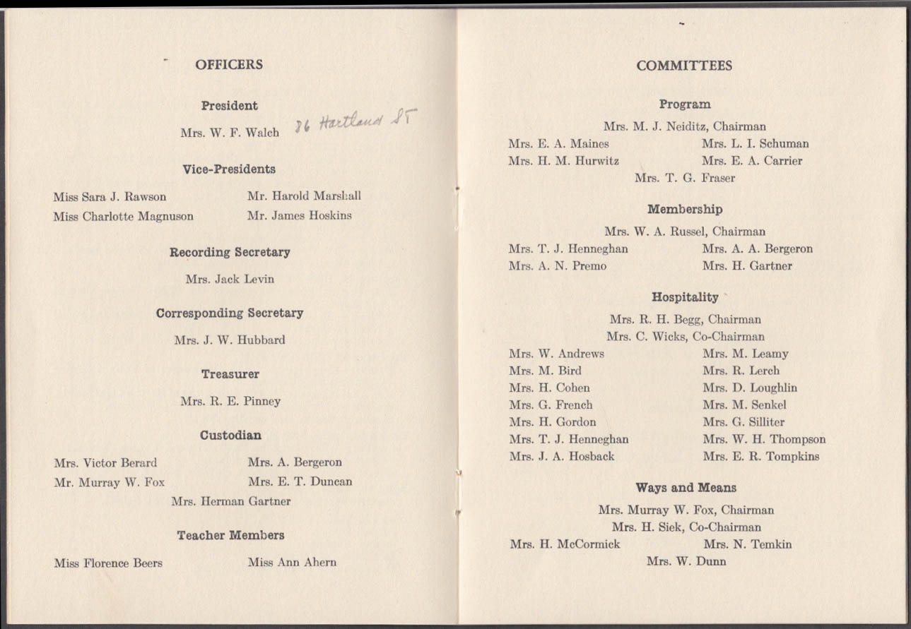 Street ParentTeacher Association Hartford CT 19371938