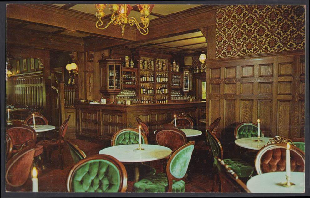 The Gilded Cage Bar in Yankee Pedlar's Inn Holyoke MA postcard 1950s