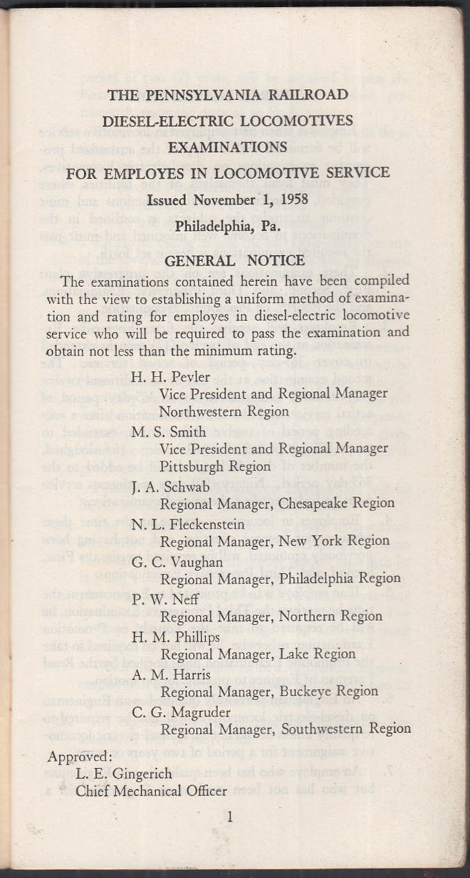 Pennsylvania Railroad DieselElectric Exam Q&A booklet 1958
