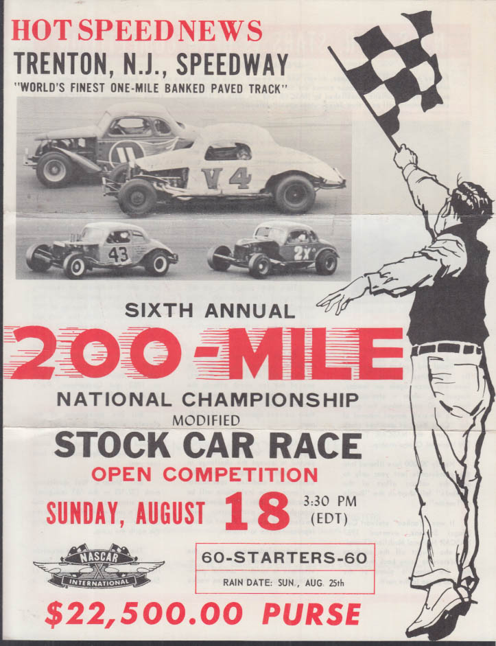 Trenton Speedway 200Mile Modified Stock Car Race promo folder 1968