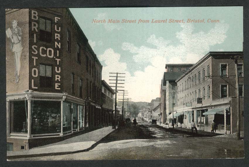 Bristol Furniture Co North Main Street from Laurel Bristol CT postcard