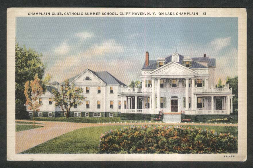Lake Champlain Club Catholic Summer School Cliff Haven NY postcard 1930s