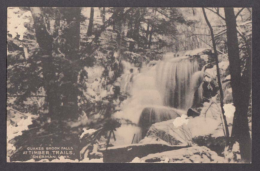 Quaker Brook Falls Timber Trails Sherman CT postcard 1920s