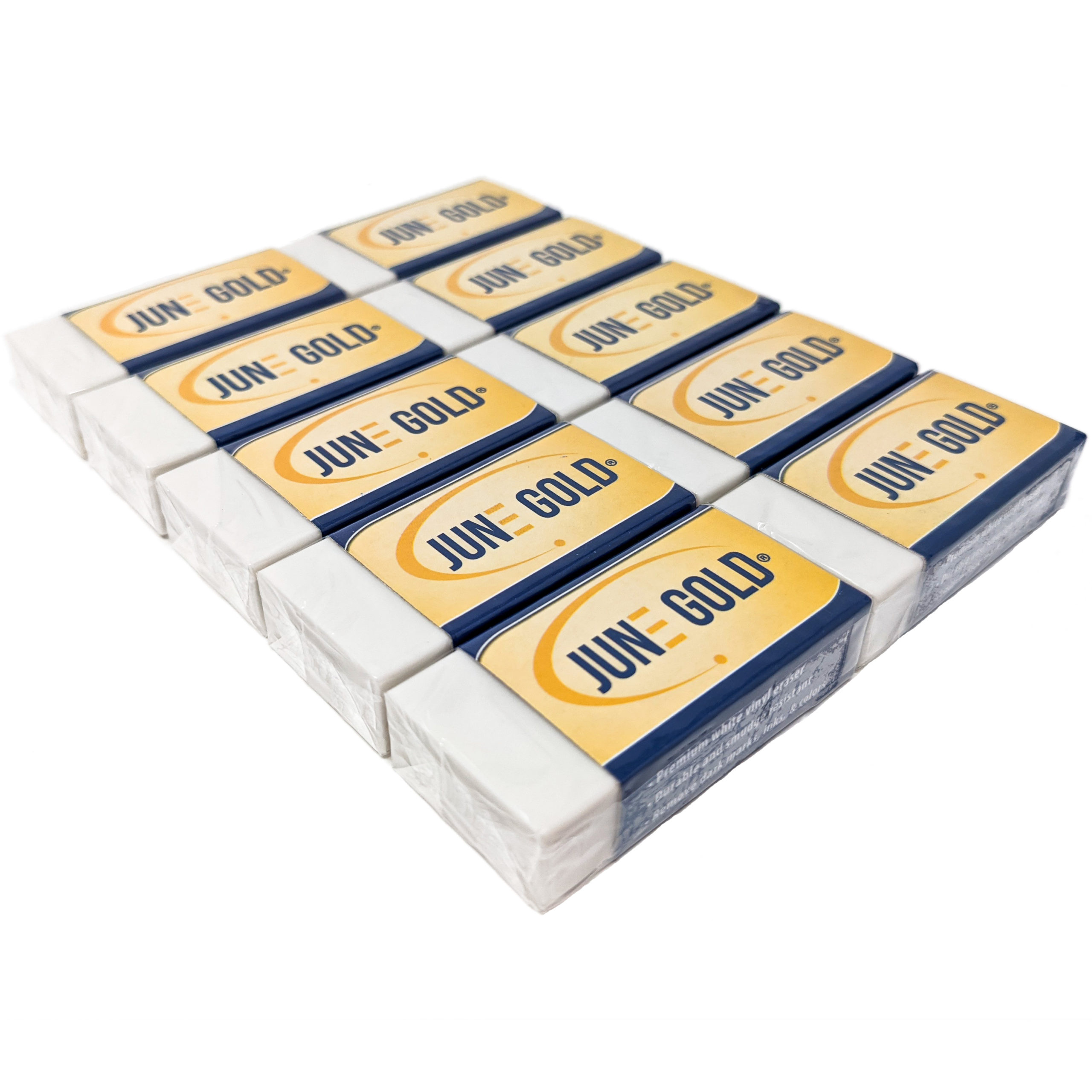 10 Large White Vinyl Erasers June Gold