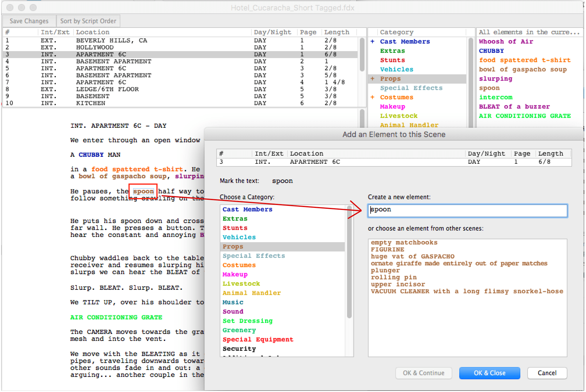 How to tag a screenplay in Final Draft Tagger