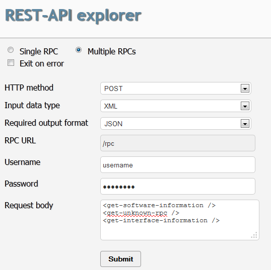 Example Using the REST API Explorer Junos OS Juniper Networks