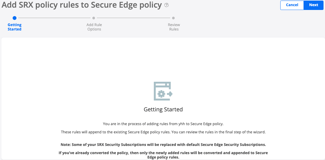 Add SRX Policy Rules to Secure Edge Policy (From Secure Edge Policy