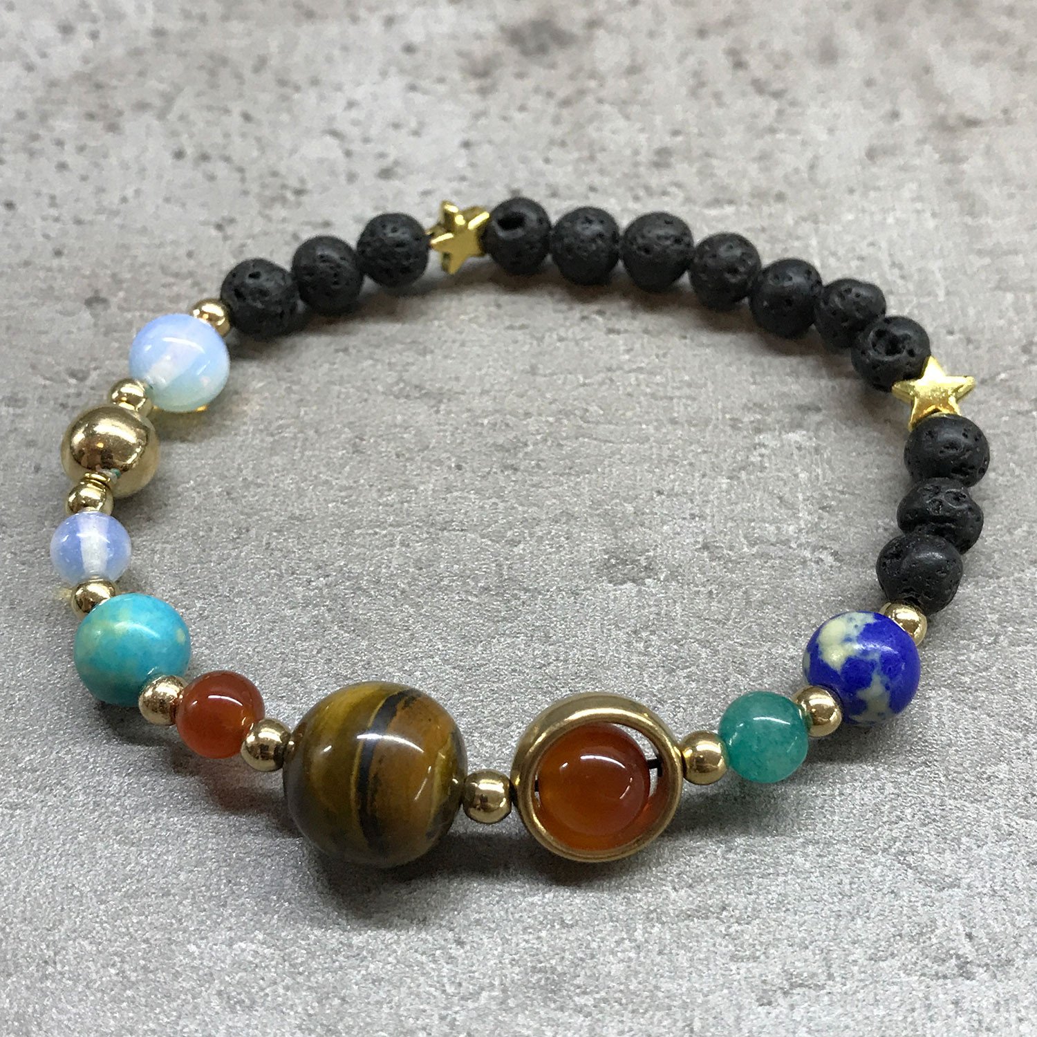 Gold Solar System Lava Stone Bracelet Jurassic Jacks Fossil Shack
