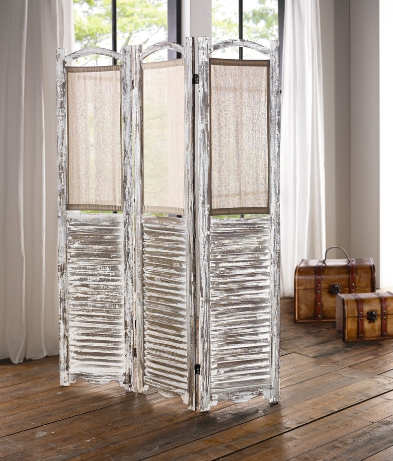PARAVENT "Shabby" HOLZ RAUMTEILER TRENNWAND SPANISCHE WAND