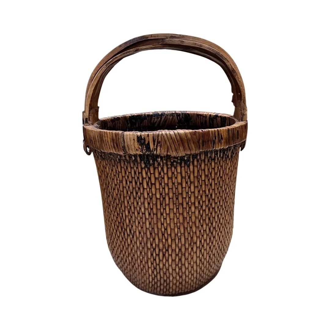 Tall Wooden Bamboo Woven Basket Just Anthony