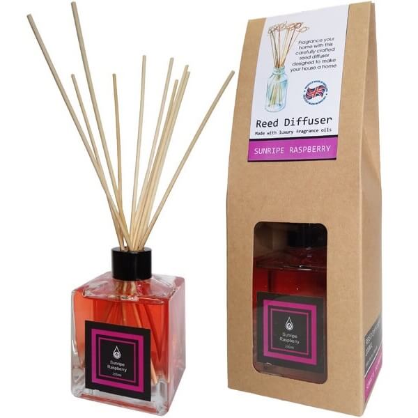 Sunripe Raspberry Home Fragrance Reed Diffuser 200ml With Reeds