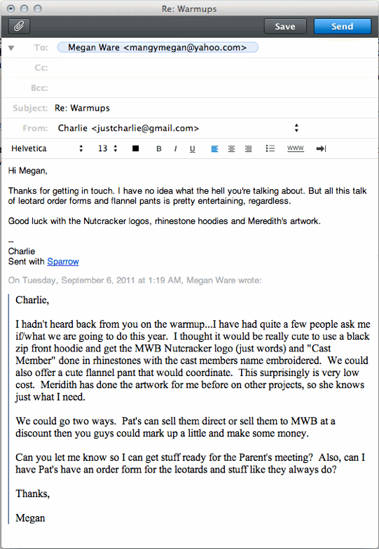 Best Accidental Email in a While