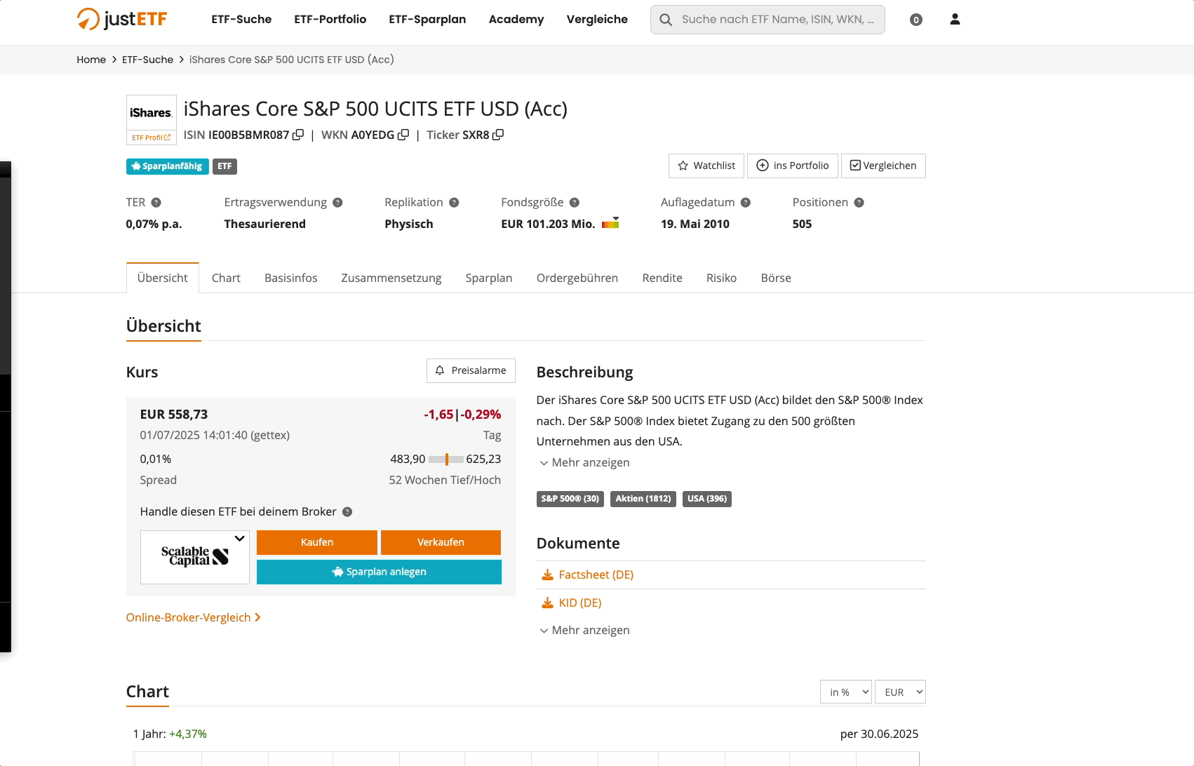 Orderübergabe an Scalable Capital justETF