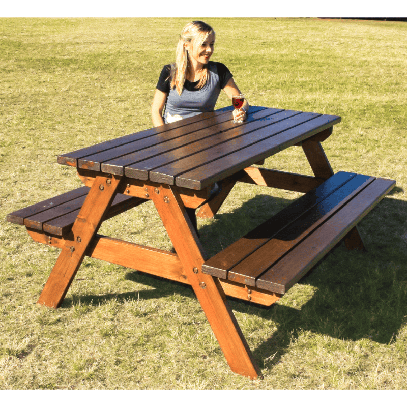 Just For Kids Varnished Picnic Table AdultSized 6 Seater