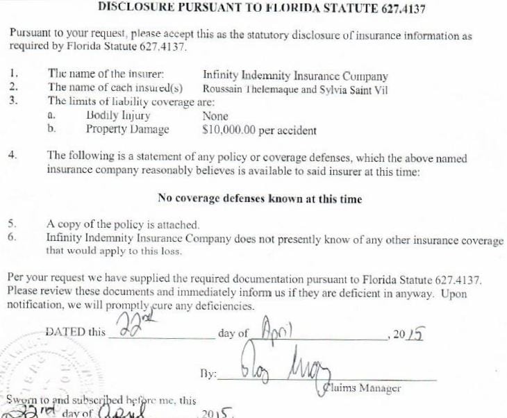 Do Insurers Have to Disclose Insurance Limits? Florida Statute 627.4137