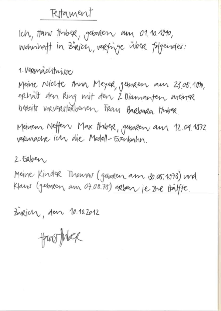 Ihr «letzter Wille» Testamentsformen JUSTIS Rechtsschutz