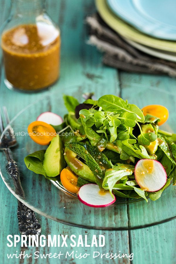 Spring Mix Salad with Sweet Miso Dressing • Just One Cookbook