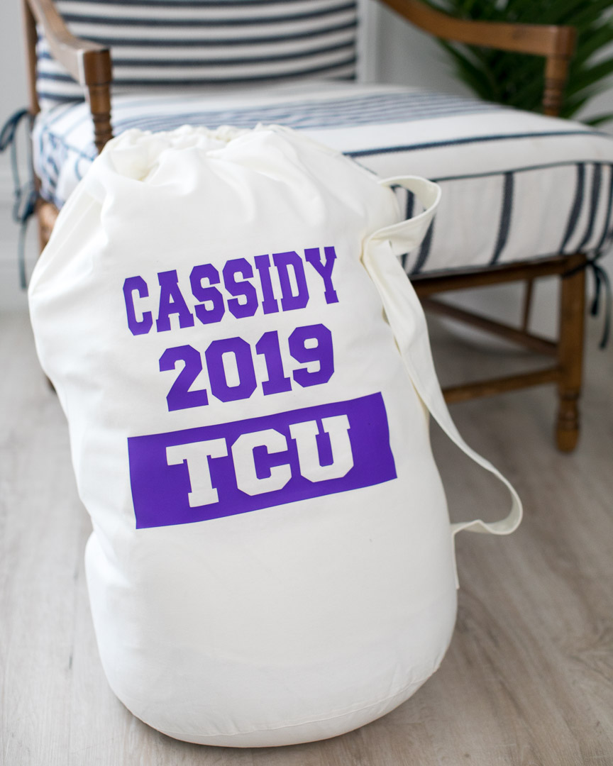 Laundry Bag Personalized with Carrying Strap College JustPlainCute