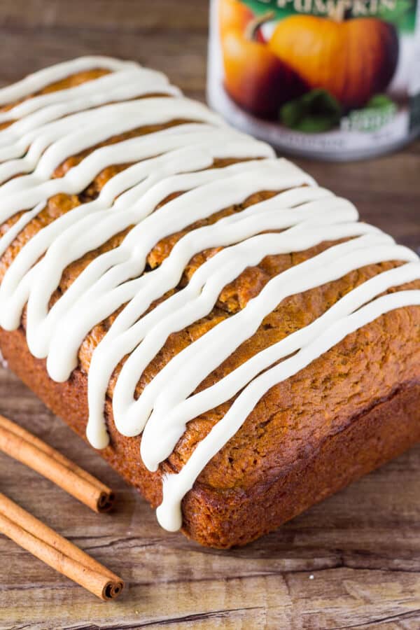 Pumpkin Bread with Cream Cheese Glaze