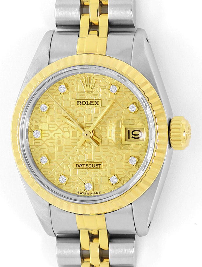 Rolex Datejust Diamant Zifferblatt Stahl Gold Damen Uhr