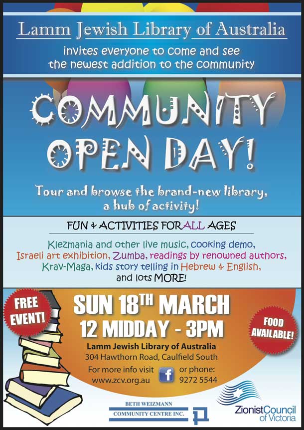 Mar18 Melbourne Lamm Jewish Library of Australia Open Day » JWire