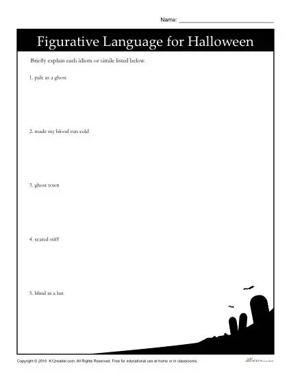 Halloween Similes and Idioms | Printable Figurative Language Halloween