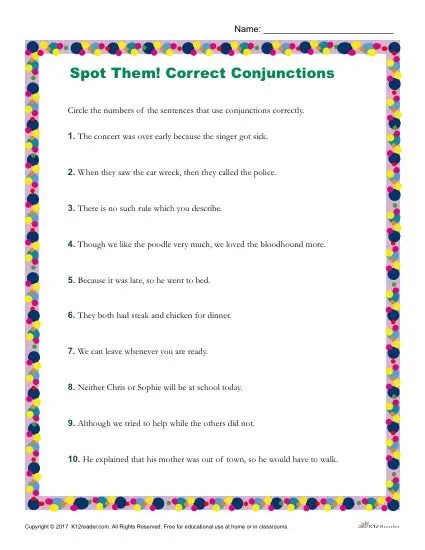 10 in Which Sentence Are the Conjunctions Used Correctly