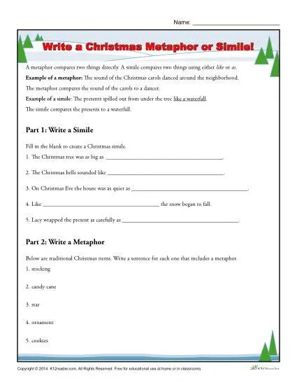 Similes Worksheet 4th Grade Promotiontablecovers