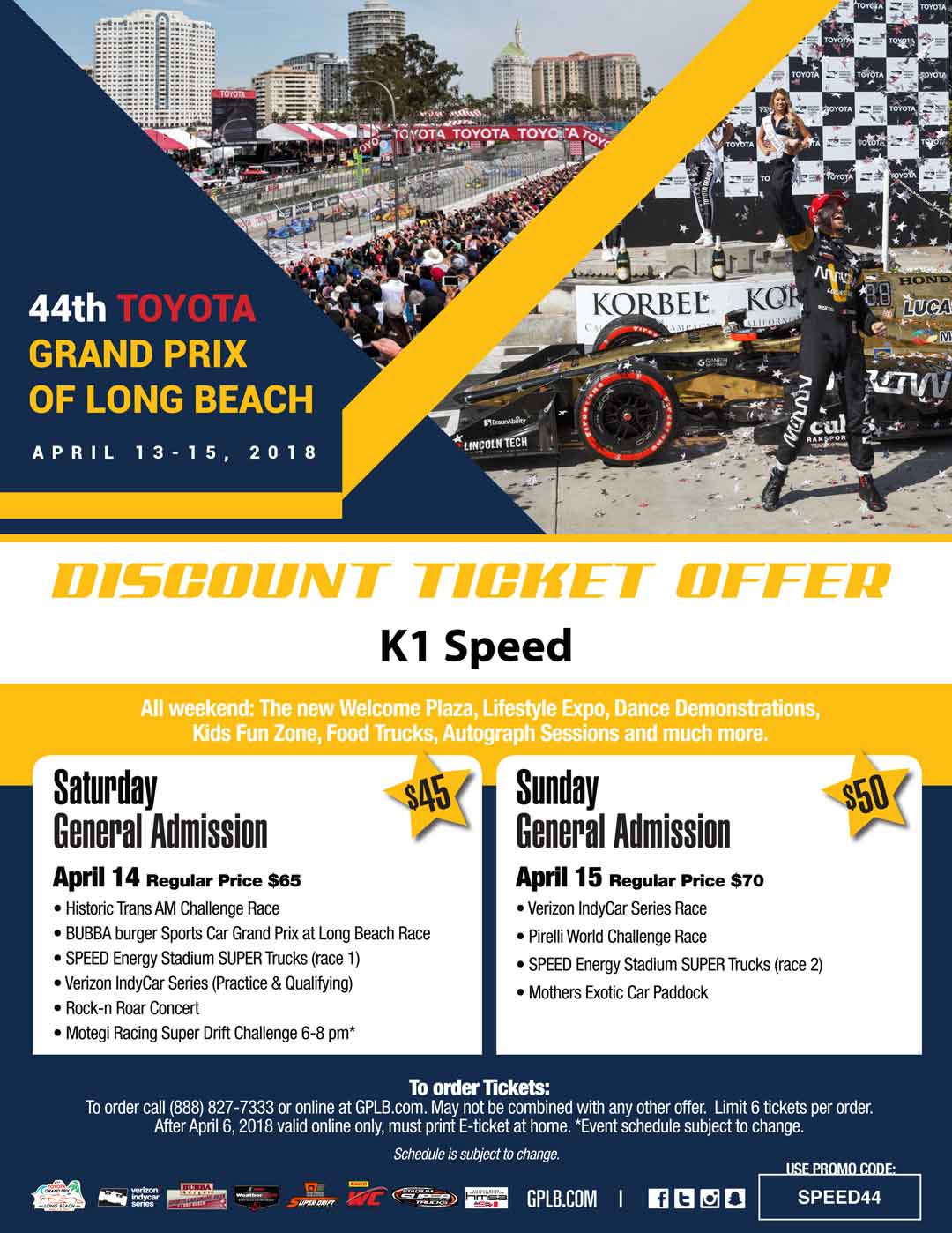 K1 Speed 44th Toyota Grand Prix of Long Beach Discount