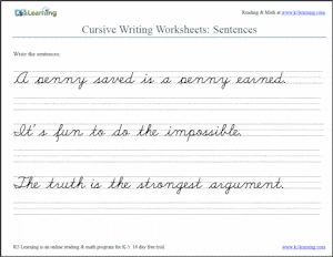 Writing Cursive Sentences Worksheets - Free and Printable | K5 Learning