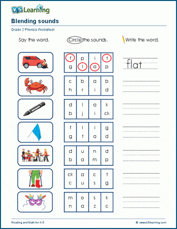 Blending phonemes worksheets | K5 Learning
