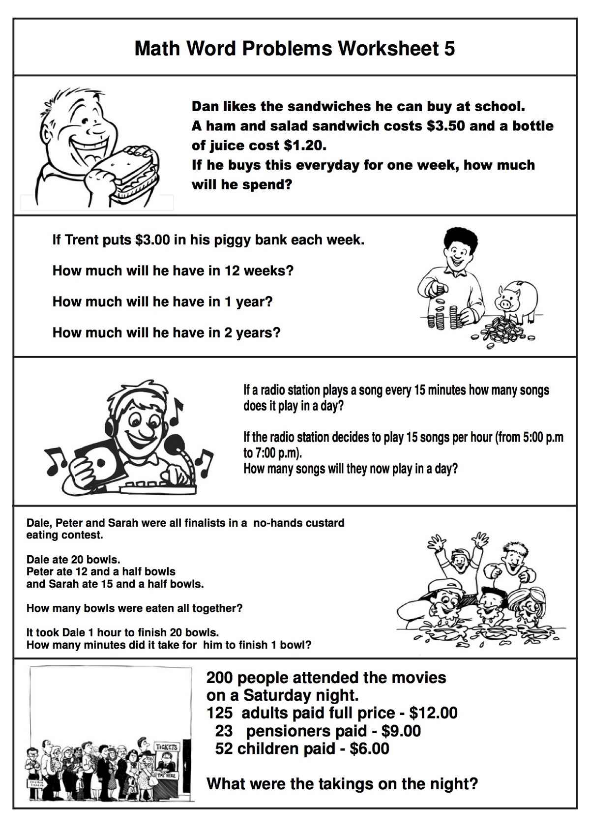 Free Printable Math Problems Worksheets
