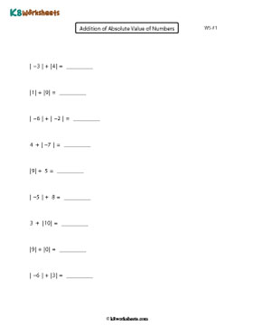 Absolute Value Worksheets