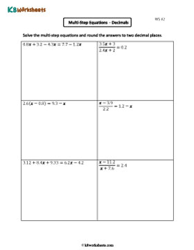 Multi-Step Equation Worksheets