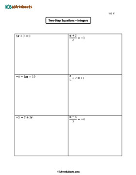 Two-Step Equation Worksheets