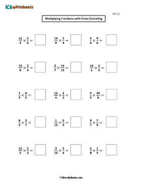Multiplying Fractions with Cross-Cancelling Worksheets