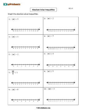 Absolute Value Inequalities Worksheets