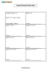 Logarithm Worksheets